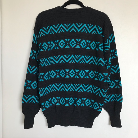 OSSI Skiwear Vintage Geometric Wool Blend Sweater Men’s Large Ski Resort - Picture 6 of 9
